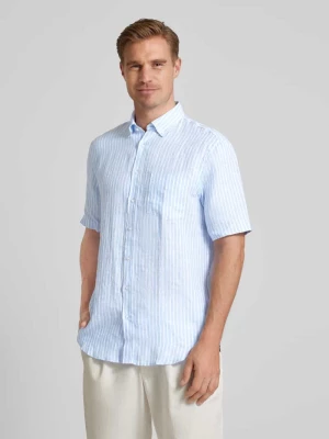 Koszula casualowa o kroju slim fit z lnu ze wzorem w paski Christian Berg Men