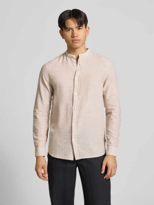 Koszula casualowa o kroju slim fit z mieszanki bawełny i lnu model 'CAIDEN' Only & Sons Beżowy
