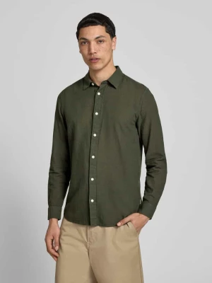 koszula casualowa o kroju slim fit z mieszanki bawełny i lnu model 'CAIDENLS SOLID' Only & Sons