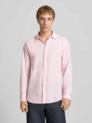 koszula casualowa o kroju slim fit z mieszanki bawełny i lnu model 'CAIDENLS SOLID' Only & Sons