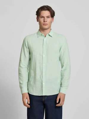 koszula casualowa o kroju slim fit z mieszanki bawełny i lnu model 'CAIDENLS SOLID' Only & Sons