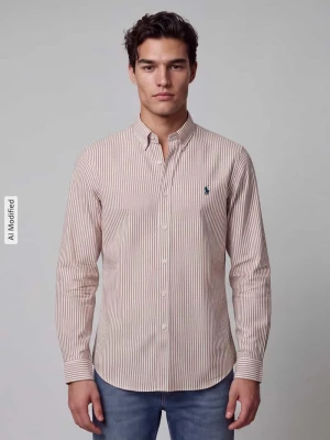 Koszula casualowa o kroju slim fit z mieszanki bawełny Polo Ralph Lauren Camel