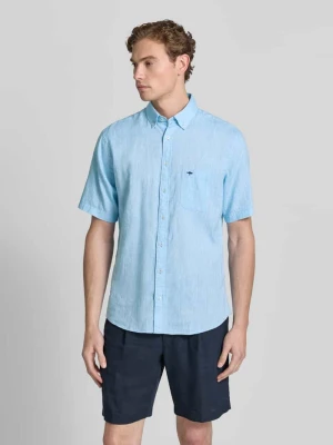 Koszula casualowa o kroju slim fit z mieszanki lnu i bawełny FYNCH-HATTON Jasnoniebieski
