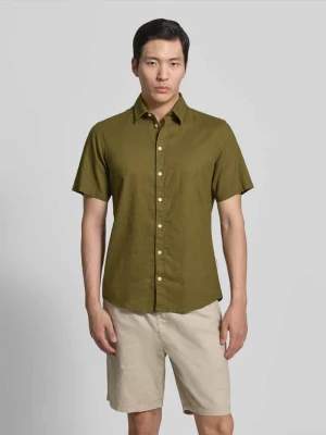 koszula casualowa o kroju slim fit z mieszanki lnu i bawełny model 'AKSEL' casual friday