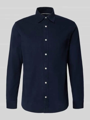 koszula casualowa o kroju slim fit z sztruksu z kołnierzykiem typu kent Jack&Jones Granatowy