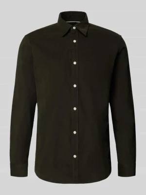 koszula casualowa o kroju slim fit z sztruksu z kołnierzykiem typu kent Jack&Jones Oliwkowy