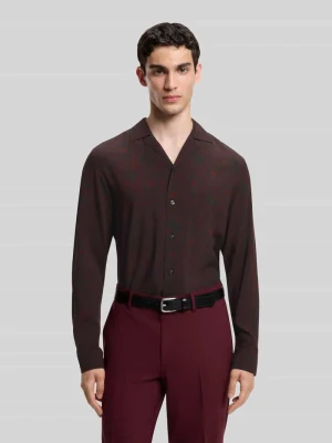 koszula casualowa o kroju slim fit z wiskozy model 'Ello' Hugo Bordowy