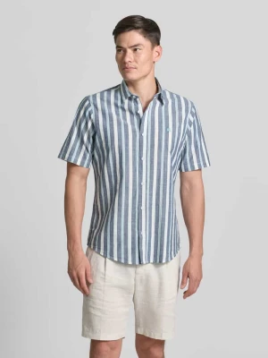Koszula casualowa o kroju slim fit z wyhaftowanym logo Lerros Granatowy