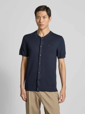 Koszula casualowa o kroju slim fit z wyhaftowanym logo model ‘Ecovero’ lindbergh Ciemnoniebieski