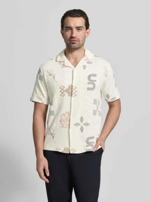 Koszula casualowa o kroju slim fit z wyhaftowanym motywem na całej powierzchni MCNEAL