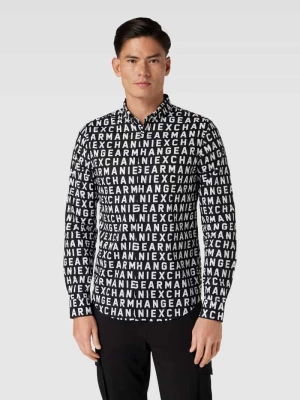 Koszula casualowa o kroju slim fit ze wzorem z logo na całej powierzchni model ‘ZNEAZ’ Armani Exchange