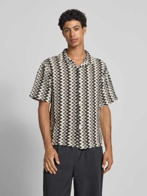 Koszula casualowa o pudełkowym kroju z ażurowym wzorem model ‘ZANDER’ Redefined Rebel