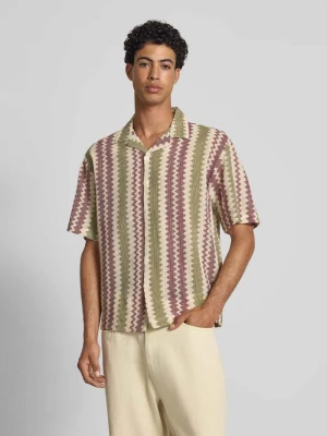 Koszula casualowa o pudełkowym kroju z ażurowym wzorem model ‘ZANDER’ Redefined Rebel