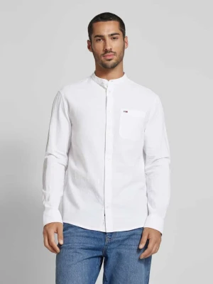 Koszula casualowa w jednolitym kolorze ze stójką i wyhaftowanym logo Tommy Jeans