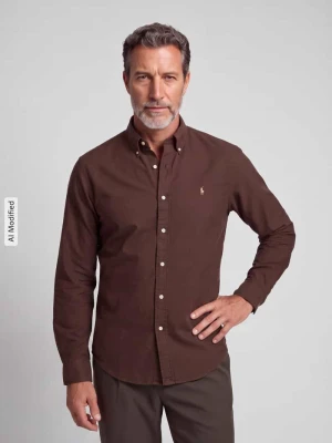 koszula casualowa w stylu klasyka o kroju regular fit z wyhaftowanym logo Polo Ralph Lauren Czekoladowy