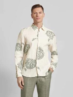 Koszula casualowa z lnu ze wzorem na całej powierzchni Marc O'Polo