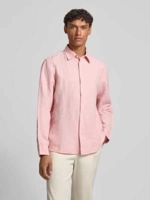 Koszula casualowa z mieszanki lnu i bawełny w kroju regular fit model 'CLAY LINENBLEND' Selected Brudnoróżowy
