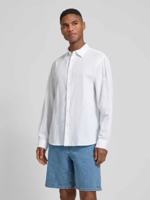 Koszula casualowa z mieszanki lnu i bawełny w kroju regular fit model 'CLAY LINENBLEND' Selected Homme Biały
