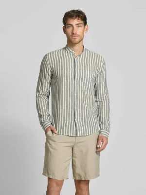Koszula casulowa o kroju slim fit z mieszanki lnu i bawełny z kieszenią na piersi lindbergh