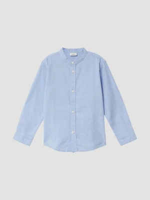Koszula Chambray ze stójką o kroju slim fit s.Oliver niebieski
