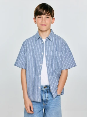 Koszula chłopięca oversize w prążek niebieska Wenling 401 BIG STAR