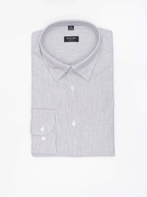 KOSZULA COFINO 3282D DŁUGI RĘKAW CUSTOM FIT SZARA Z BAWEŁNY Recman