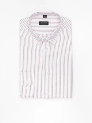KOSZULA COFINO 3293T DŁUGI RĘKAW SLIM FIT BEŻOWA Z BAWEŁNĄ Recman
