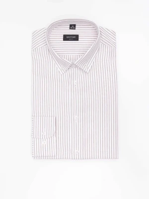 KOSZULA COFINO 3293T DŁUGI RĘKAW SLIM FIT BEŻOWA Z BAWEŁNĄ Recman