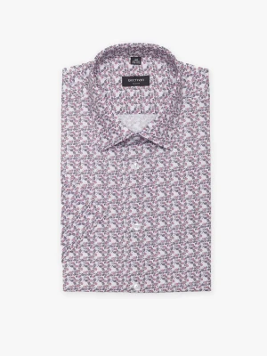 KOSZULA COLINE 3099T KRÓTKI RĘKAW SLIM FIT BORDO Recman