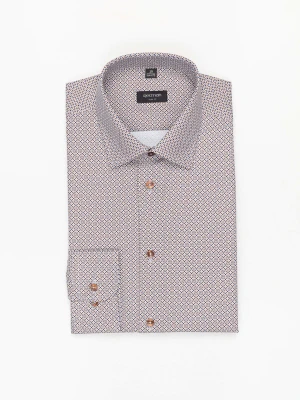 KOSZULA COLINE 3243T DŁUGI RĘKAW SLIM FIT BRĄZOWA Z BAWEŁNĄ Recman