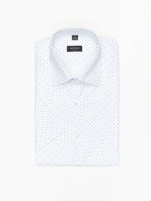 KOSZULA COLINE 3249E KRÓTKI RĘKAW SLIM FIT BIAŁA Z BAWEŁNĄ Recman