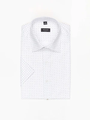 KOSZULA COLINE 3250E KRÓTKI RĘKAW SLIM FIT BIAŁA Z BAWEŁNĄ Recman