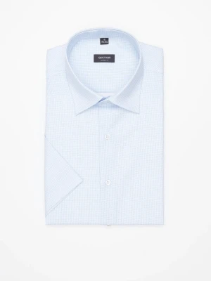 KOSZULA COLINE 3303E KRÓTKI RĘKAW CUSTOM FIT BŁĘKITNA Z BAWEŁNĄ Recman