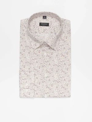 KOSZULA COLINE 3312D DŁUGI RĘKAW SLIM FIT BEŻOWA Z BAWEŁNY Recman