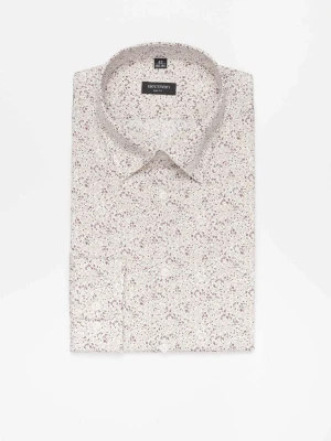 KOSZULA COLINE 3312D DŁUGI RĘKAW SLIM FIT BEŻOWA Z BAWEŁNY Recman