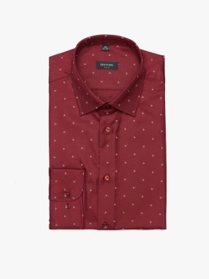 koszula corsini 3127t długi rękaw slim fit bordo Recman