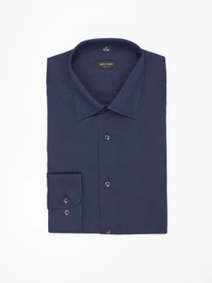 KOSZULA CORSINI 3276E DŁUGI RĘKAW SLIM FIT GRANATOWA Z BAWEŁNY Recman