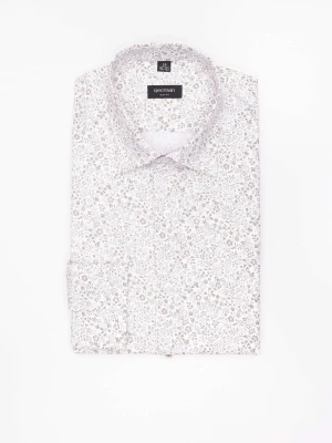 KOSZULA CORSINI 3296E DŁUGI RĘKAW SLIM FIT BEŻOWA Z BAWEŁNĄ Recman