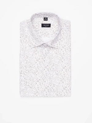 KOSZULA CORSINI 3296E KRÓTKI RĘKAW SLIM FIT BEŻOWA Z BAWEŁNĄ Recman