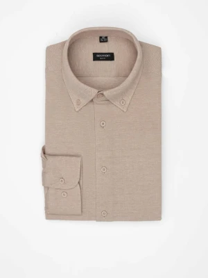 KOSZULA CORSINI 3314D DŁUGI RĘKAW SLIM FIT BEŻOWA Z BAWEŁNY Recman