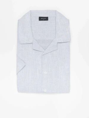 KOSZULA CUBANO 3317 KRÓTKI RĘKAW CUSTOM FIT BŁĘKITNA Z BAWEŁNY Recman