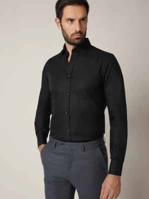 Koszula Czarna Bawełniana Assunta Slim Lancerto