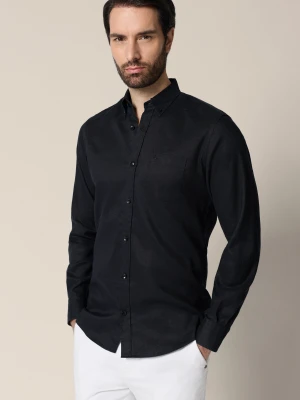 Koszula Czarna z Lnem Regular Jacinta Lancerto