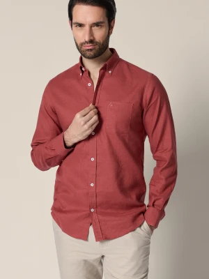 Koszula Czerwona z Lnem Regular Melania Lancerto