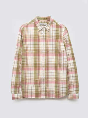 Koszula damska bawełniana w kratę różowo-zielona Cedi 600 BIG STAR