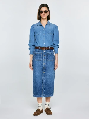 Koszula damska jeansowa z bufkami niebieska Indiana 164 BIG STAR