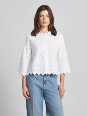 Koszula damska o kroju slim fit z rękawem 3/4 Apricot