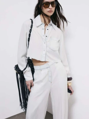Koszula denim cropped Patrizia Pepe biały