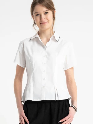 Koszula dziewczęca z kontrastową lamówką, biała, Reporter