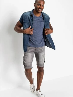 Koszula dżinsowa z czystej bawełny organicznej, krótki rękaw, slim fit bonprix